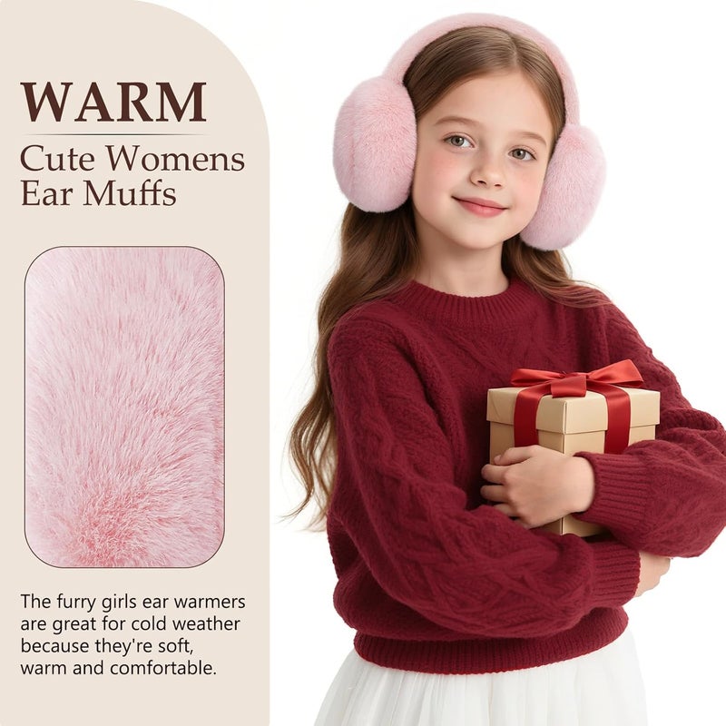 Clothclose Ear Muffs for Kids - Furry Ear Muffs for Winter Women Girls Boys, Foldable Cozy Winter Earmuffs Warmers - Image 4